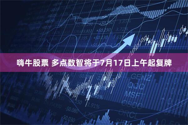 嗨牛股票 多点数智将于7月17日上午起复牌